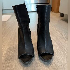 All Saints Black Peep-Toe Heeled Boots EU 39